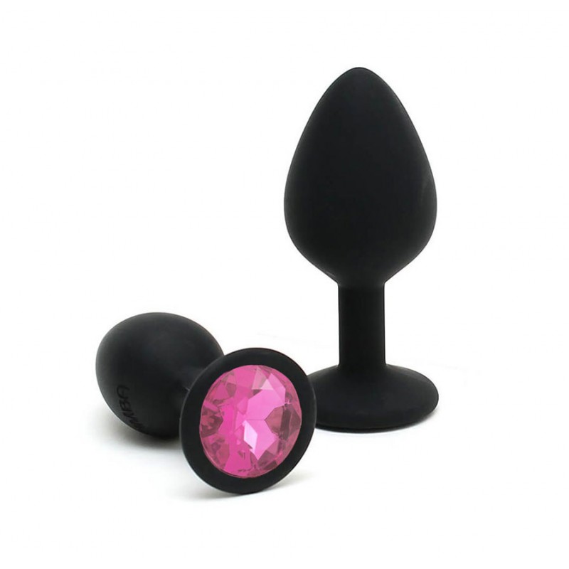 Adora Black Jewel Silicone Butt Plug - Light Pink - Medium